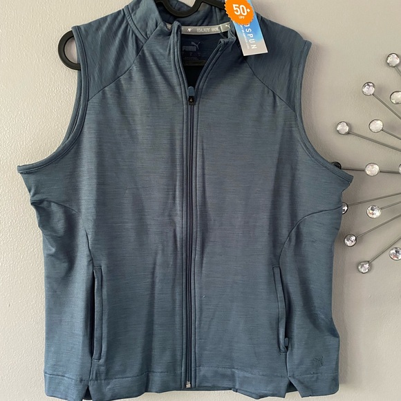 Puma Blue Sleeveless golf vest with Mandarin Collar BNWT large - Picture 6 of 12